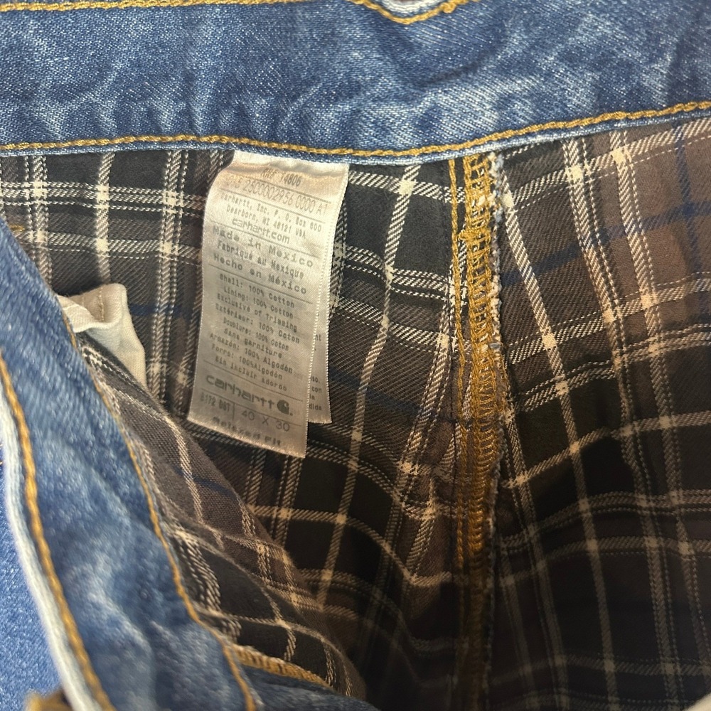 Carhartt B172 DST Mens 40x30 Relaxed Fit Flannel Lined Denim Jeans Medium Wash
